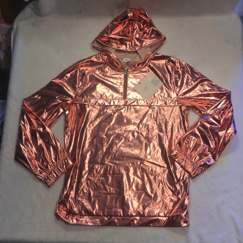 More Magic Windbreaker Jacket Kids XL 14/16 Rose Gold NEW Metallic Quarter Zip